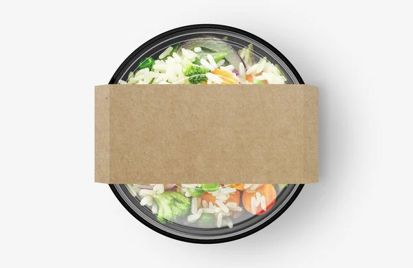 Rice Vegetable Salad Food Container With Cover Sticker Mockup
