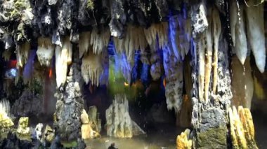 Guangzhou 'daki Baomo Park' ta şelaleli bir mağara.
