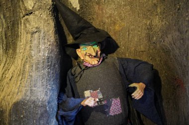 Siyah şapkalı manken cadı.                           