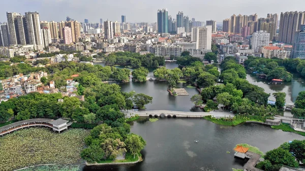 Guangzhou Çin Deki Liwan Gölü Parkının Üst Görüntüsü Stok Resim