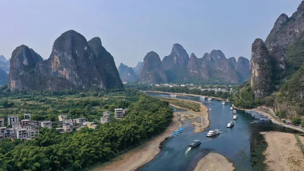 Berg Präglade Yuan Sedel Xingping Fiskeby Yangshuo Län — Stockfoto