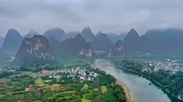 Карстові Пагорби Річці Юлунг Округ Яншуо Китай — стокове фото