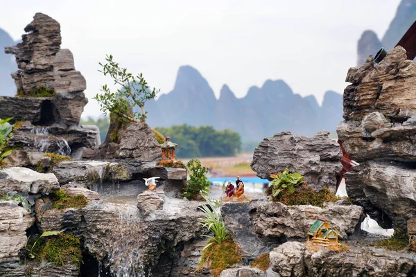 Декоративний Фонтан Водяним Млином Селі Xingping Fishing Village Yangshuo County — стокове фото