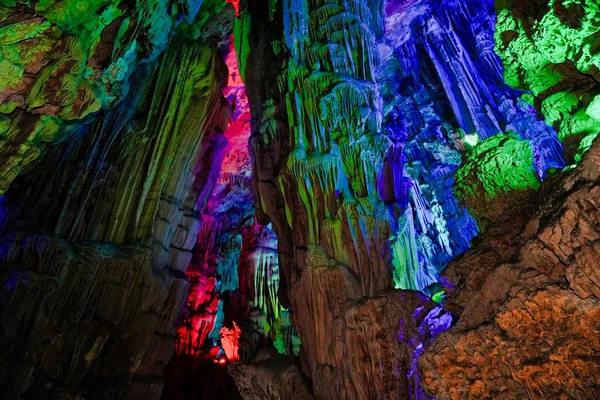 Guilin Çin Deki Muhteşem Reed Flüt Mağarası Telifsiz Stok Imajlar