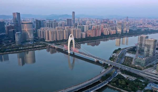 Pont Panyu Travers Rivière Pearl Guangzhou Chine — Photo