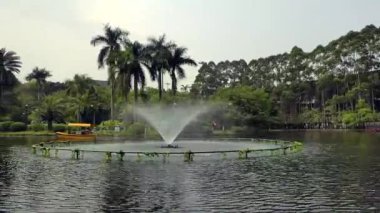 Park gölündeki çeşme.
