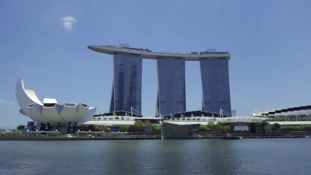 Marina Bay Záliv Nachází Centrální Části Singapuru Obklopen Čtyřmi Dalšími — Stock video