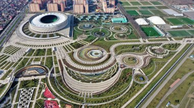 Krasnodar şehir parkının en üst görüntüsü. Galitskogo Parkı