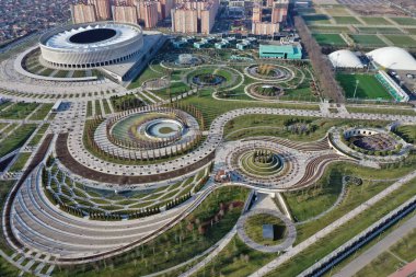 Krasnodar şehir parkının en üst görüntüsü. Galitskogo Parkı