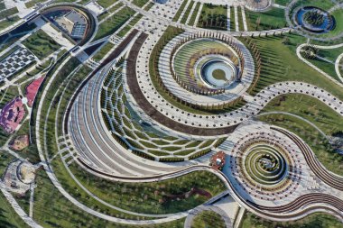 Krasnodar şehir parkının en üst görüntüsü. Galitskogo Parkı
