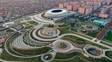 Krasnodar şehir parkının en üst görüntüsü. Galitskogo Parkı