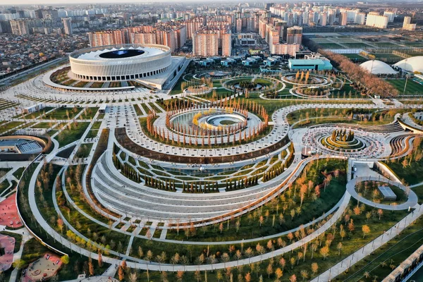 Vista Superior Parque Cidade Krasnodar Parque Galitskogo Imagens De Bancos De Imagens Sem Royalties