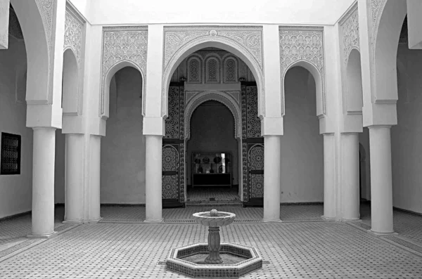 Interieur Van Kasbah Marokko Zwart Wit — Stockfoto