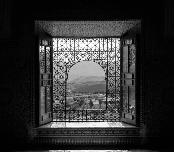 Interior Kasbah Marruecos Blanco Negro — Foto de Stock