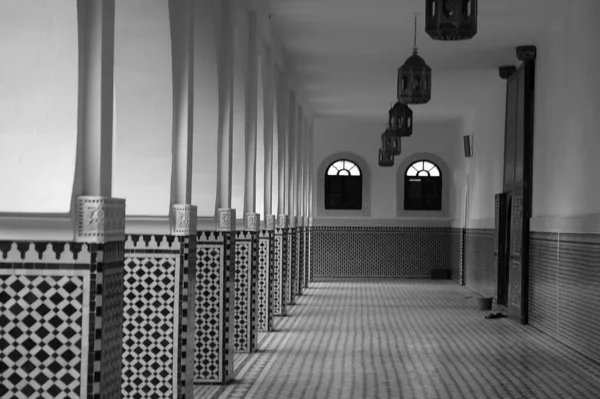 Interior Kasbah Marrocos Preto Branco — Fotografia de Stock