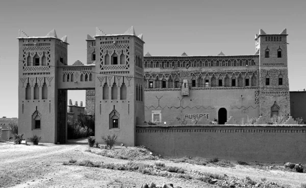 Kasbah Ouarzazate Marocko Svartvitt — Stockfoto