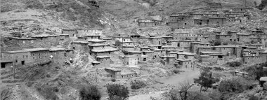 Fas 'ta Ouarzazate' li Kasbah siyah beyaz