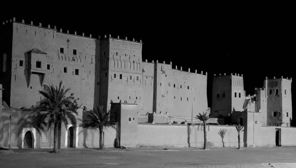 Kasbah Von Ouarzazate Marokko Schwarz Weiß — Stockfoto