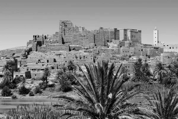 Kasbah Ouarzazate Maroc Noir Blanc — Photo