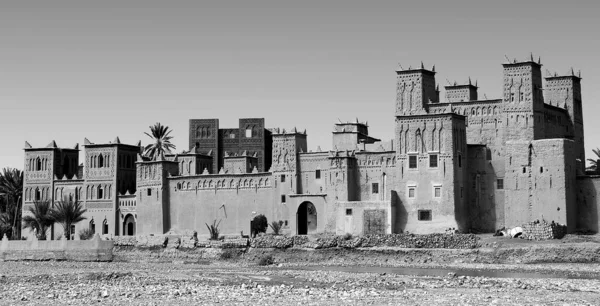 Kasbah Ouarzazate Maroku Czerni Bieli — Zdjęcie stockowe