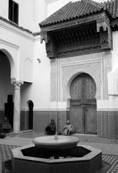 Mausoleet Moulay Idriss Marocko Svartvitt — Stockfoto