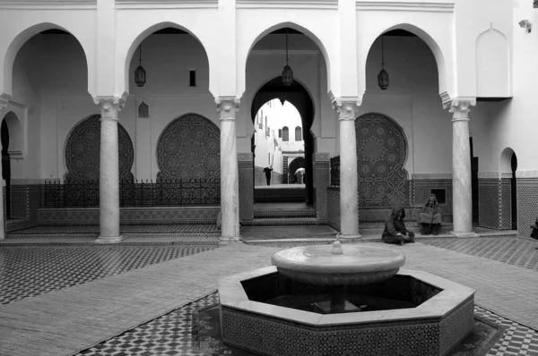 Mauzoleum Moulay Idriss Maroku Černobílém — Stock fotografie