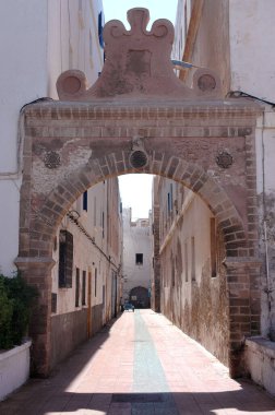 Essaouira 'daki eski Portekiz mimarisi (mogador) Fas' ta