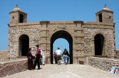 Essaouira 'daki eski Portekiz mimarisi (mogador) Fas' ta