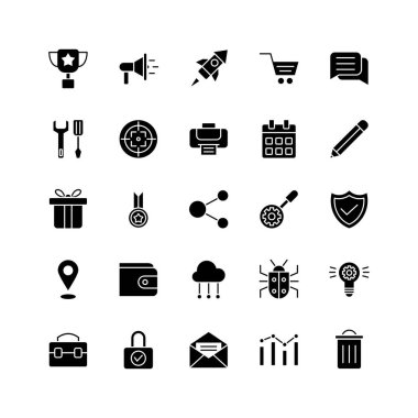 pazarlama ve seo simge set.glyph biçim koleksiyonu.