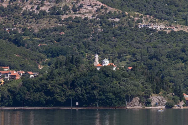 Montenegró Bay Kotor Kilátás Jachtról — Stock Fotó