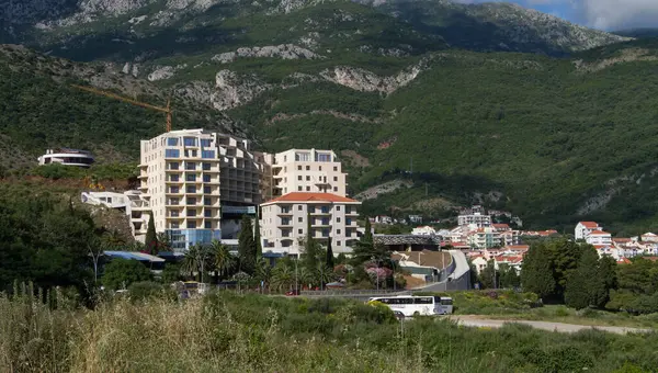 Μαυροβούνιο Bay Kotor Θέα Στο Βουνό Πόλη — Φωτογραφία Αρχείου