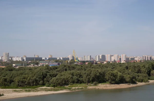 Rusland Siberië Omsk Metrobrug Uitzicht Irtysh Rivier — Stockfoto