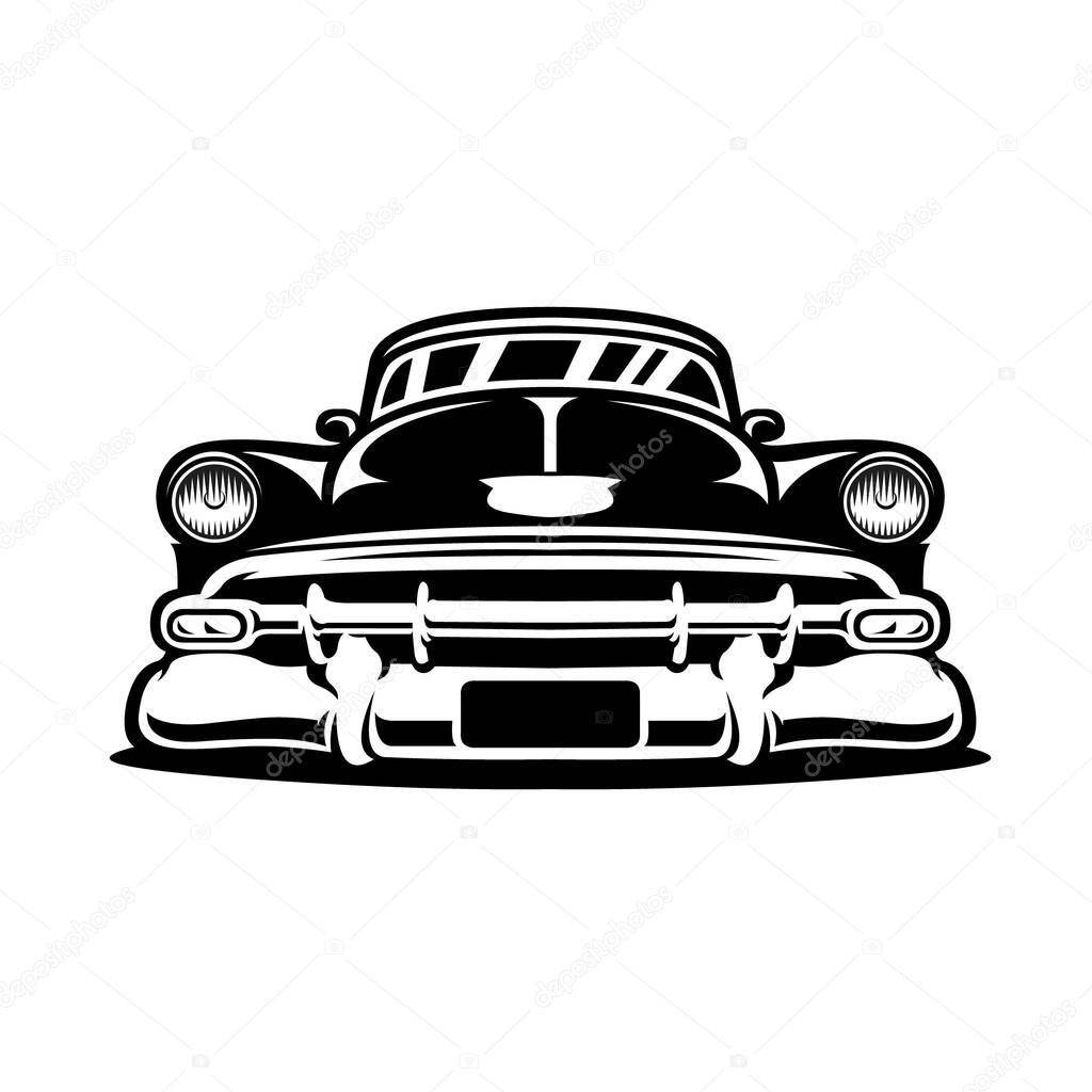 Classic car vector image illustration front view isolated