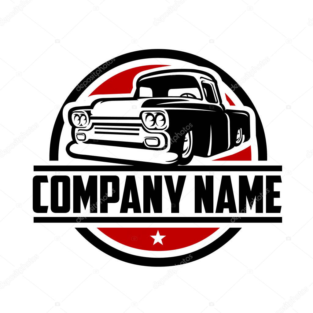 Classic hotrod pickup truck logo template
