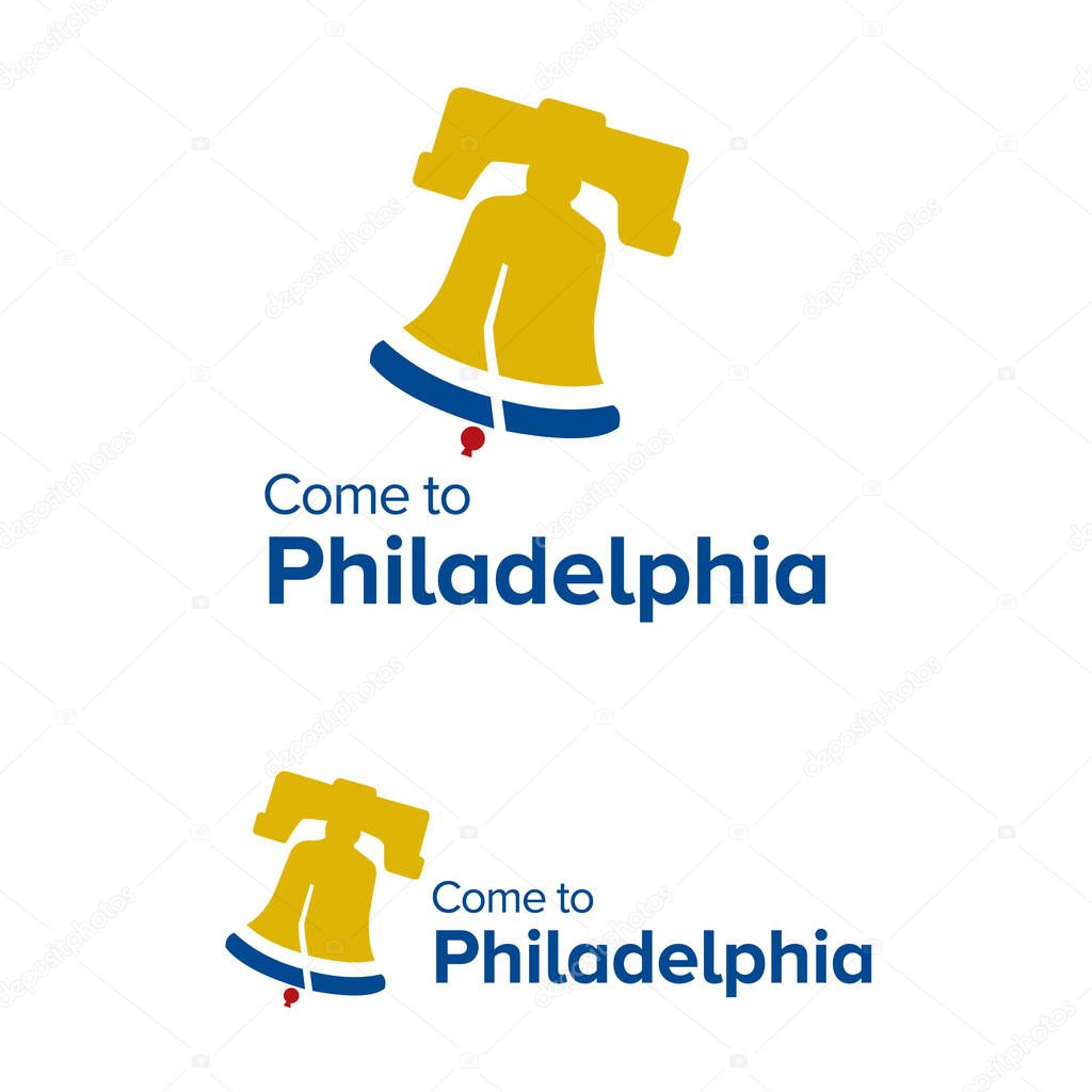 Come to philadelphia icon - liberty bell logo vector
