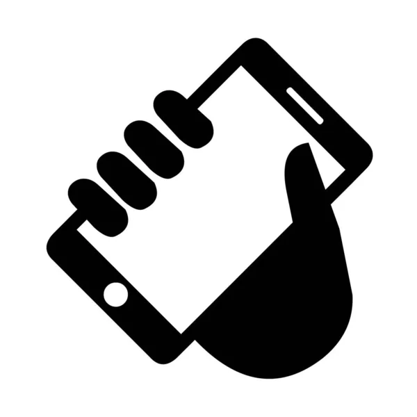 Hand Hält Einen Handy Icon Vektor — Stockvektor