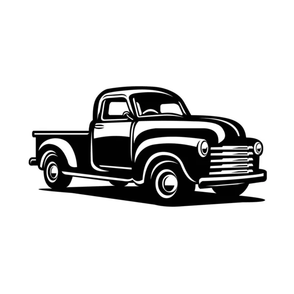 Silhouette Ilustración Clásica Camioneta Estilo Retro Aislado Sobre Blanco Ilustración — Vector de stock