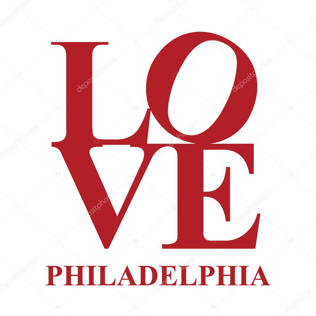 Love philadelphia vector art red icon isolated