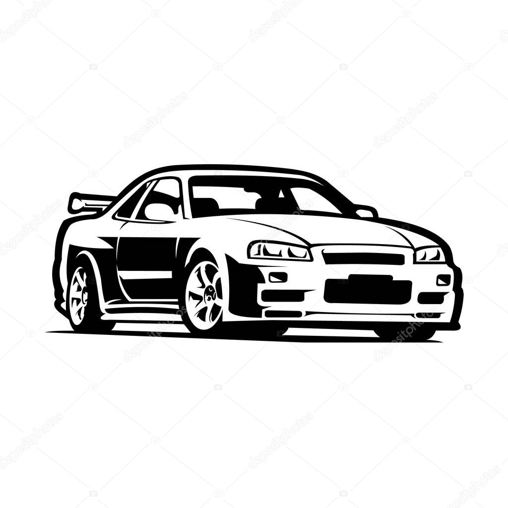 japanese sport car vector isolated side view