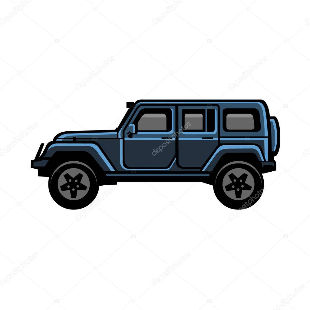 Jeep rubicon vector image side view isolated