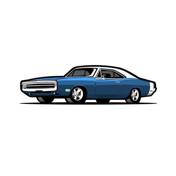 Blue American Muscle Car Vector Image Isolated — Stock Vector