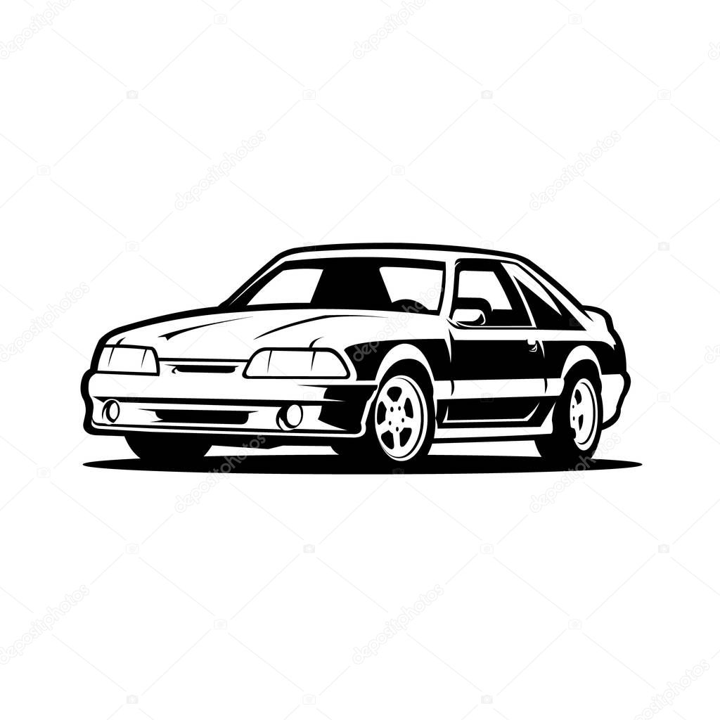 Fox body mustang vector side view isolated