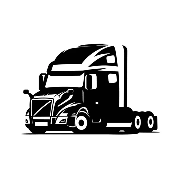 Silhouette Semi Truck Wheeler Vector Isolated — Stock Vector