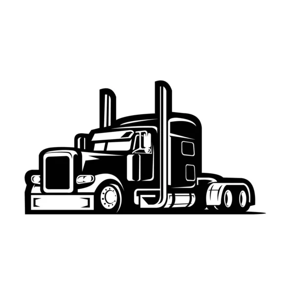 Semi Truck Wheeler Side View Vector Image Isolated — Stock Vector