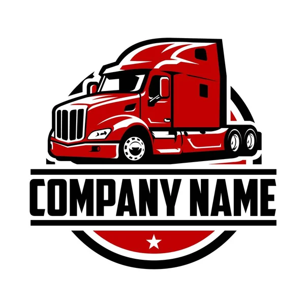 Semi Vrachtwagen Wieler Klaar Gemaakt Logo Template Set — Stockvector