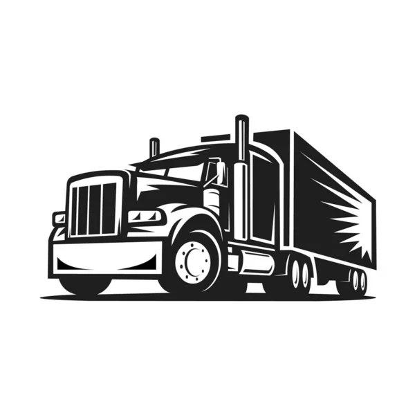 Trucker Semi Truck Wheeler Trailer Side View Vector Image Isolated — Stock Vector