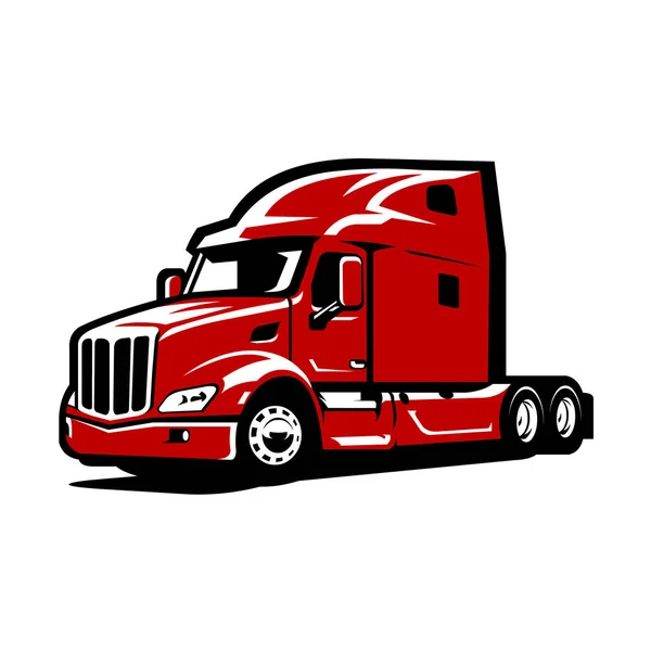 Semi Truck Wheeler Side View Vector Isolated — Stock Vector