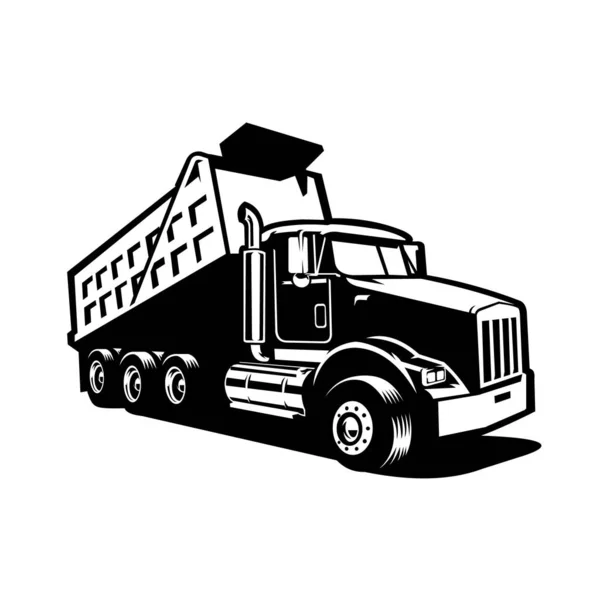 Silhouette Dumpster Truck Dump Truck Tipper Truck Vector Image Isolated — Stock Vector
