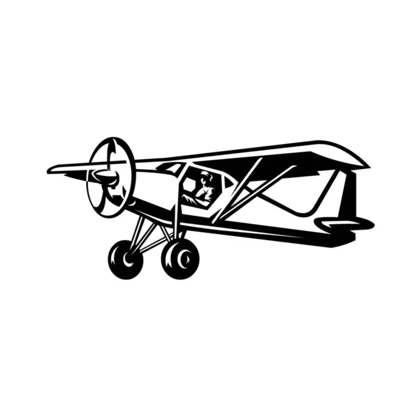 短距离起飞和着陆飞机 小型飞机 固定不变的飞机矢量隔离 — 图库矢量图片
