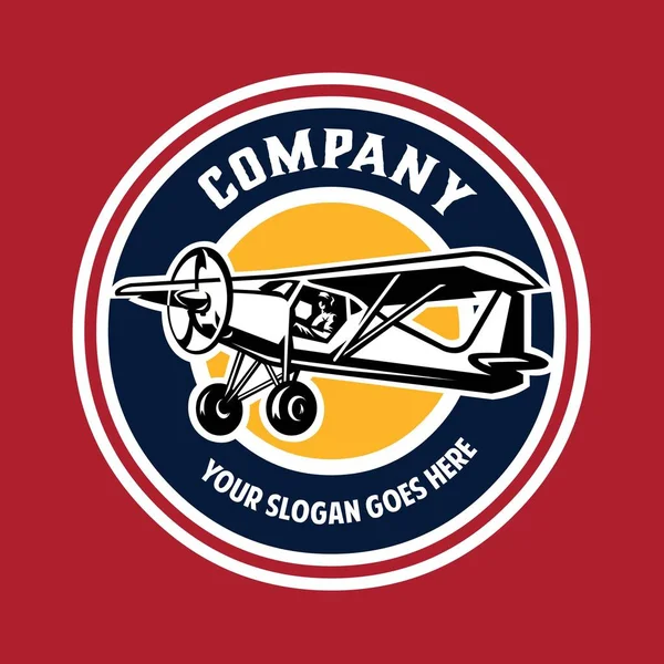 Küçük Uçak Logosu Şablonu Özel Uçak Kiralama Veya Seyahat Işi — Stok Vektör